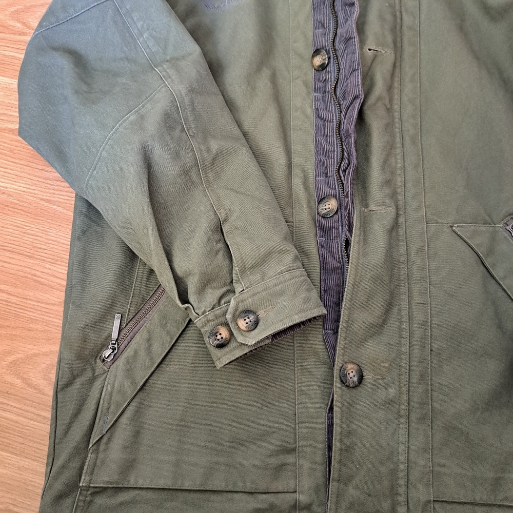 COLUMBIA Vintage Canvas Corduroy Collar Double Layered 2 Seasons Jacket Size S - Picture 3 of 12